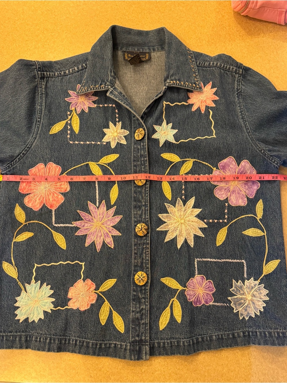 new directions Blue Denim Jacket with Pastel Floral Embroidery - Picture 7 of 9
